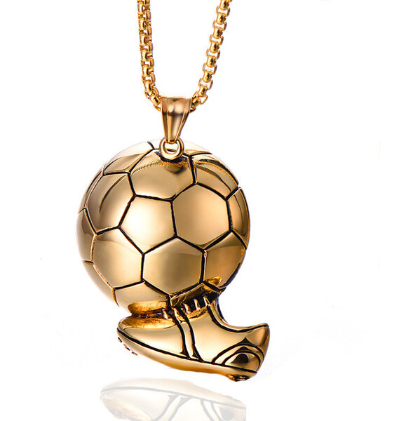 Impress Jewelry Prívesok z chirurgickej ocele Zlatá kopačka s loptou 65229950