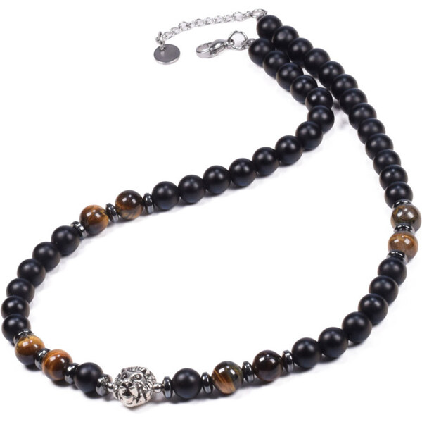 Impress Jewelry Náhrdelník z lávových kameňov a ocele Lion 65229964