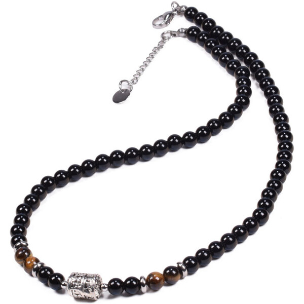 Impress Jewelry Náhrdelník z lávových kameňov a ocele Mantra 65229965