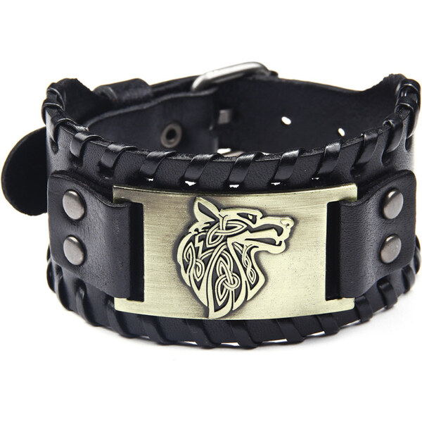 Lodestar Vintage náramok Vlk Fenri Odinov strážca Čierno zlatý 65229988