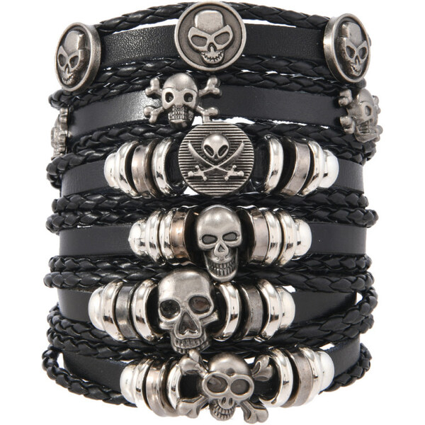 Lodestar Súprava šiestich punkových náramkov Skull Thrash 65229997