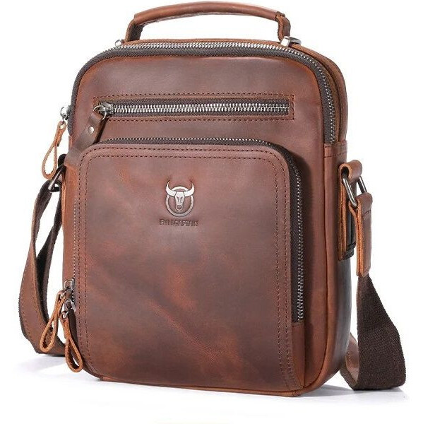 Bullcaptain pánska kožená taška Vectors Hnedá 65230025