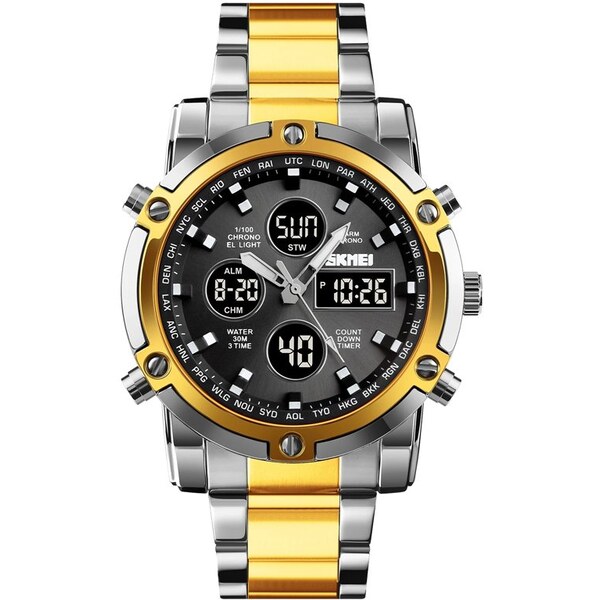 Skmei 1389 pánske duálne hodinky Atomers Strieborno zlaté 65230262