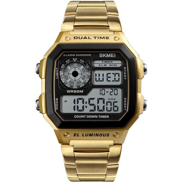 Skmei 1335 Digitálne hodinky Dual Time Zlaté 65230277