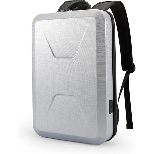 BANGE škrupinový batoh s USB + zámok Strieborný 14L 65230353