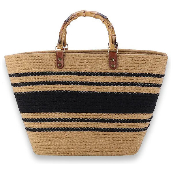 Lifestyle Elegantná ľanová taška s čiernymi pruhmi Stripe 65230426