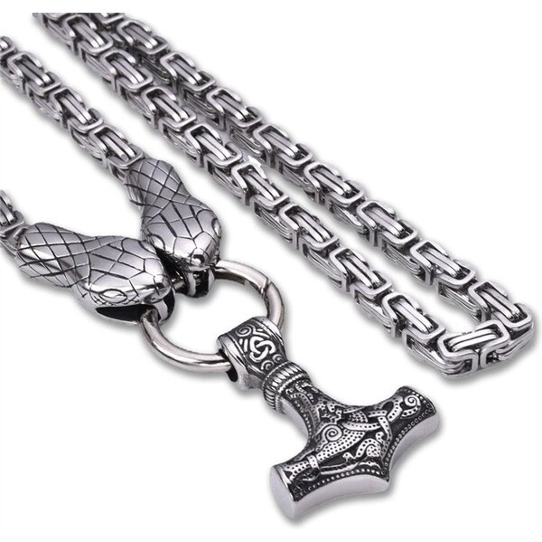 Impress Jewelry Thorov reťaz - Mjölnir s hadmi z chirurgickej ocele 65230443