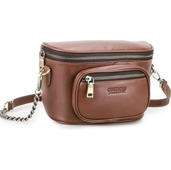 Contacts dámska kožená kabelka Valence Hnedá 65230485