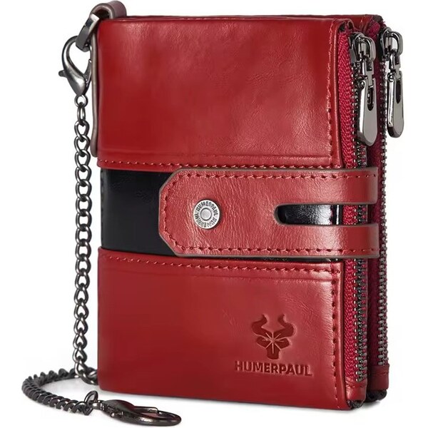 Humerpaul kožená peňaženka s retiazkou Balys Červená 65230537