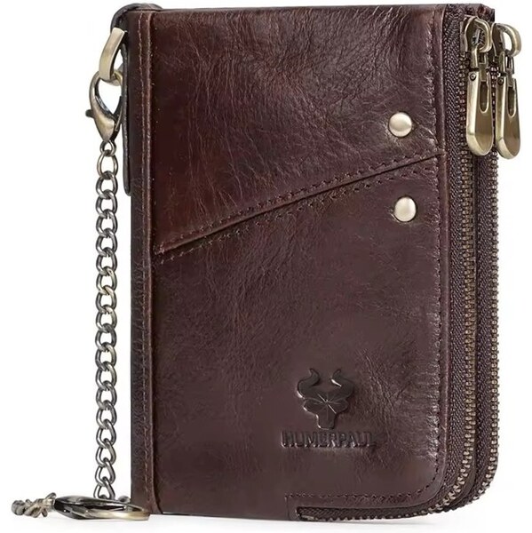 Humerpaul kožená peňaženka s retiazkou Quiot Hnedá 65230543