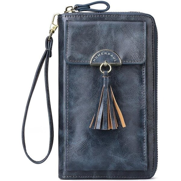 Humerpaul Dámska kožená mini kabelka Sarrut Modrá 65230547