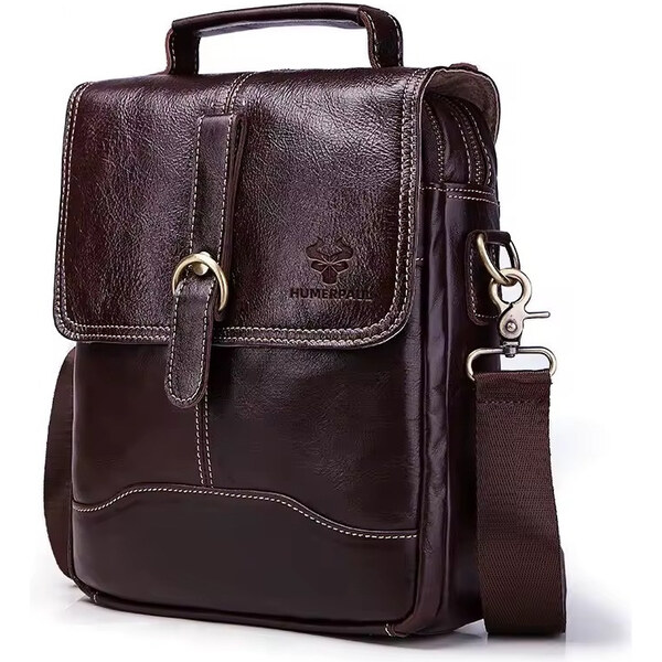 Humerpaul pánska kožená taška Vaubois Hnedá 6L 65230546