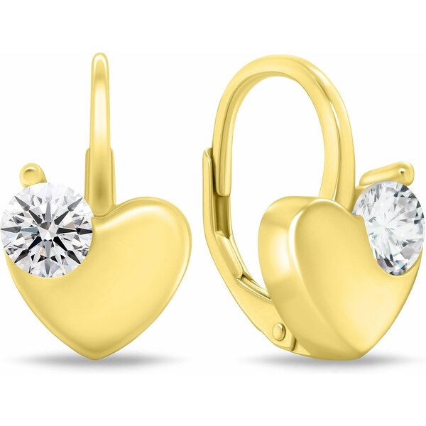 Brilio Silver Pozlátené srdiečkové náušnice so zirkónom EA1197Y 66594058
