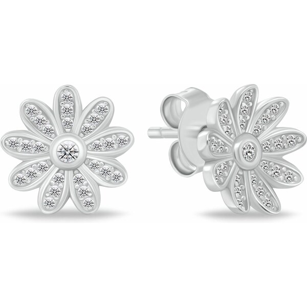 Brilio Silver Strieborné kvietkové náušnice s kubickými zirkónmi 66591426
