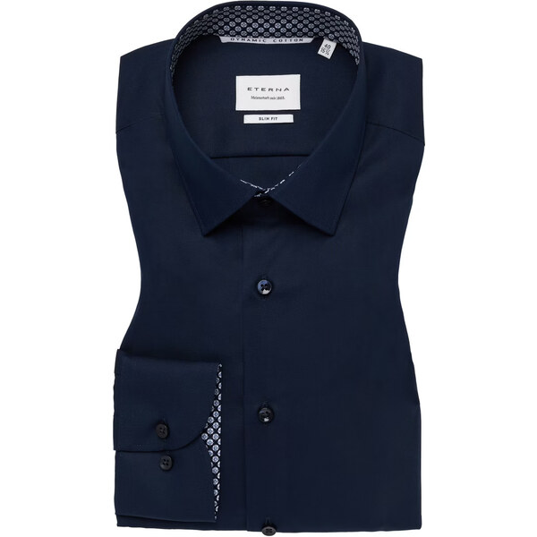 Luxusná tmavo modrá pánska strečová košeľa s kontrastom ETERNA Slim 65236203