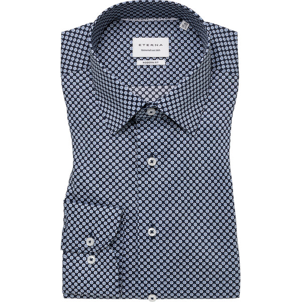 Vzorovaná nežehlivá košeľa ETERNA Modern fit Dynamic cotton v navy 65236201