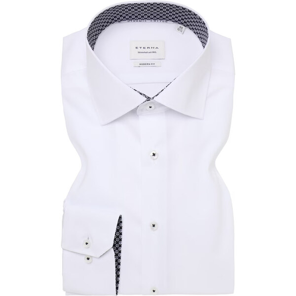 Luxusná biela pánska strečová košeľa s kontrastom ETERNA Modern fit 65236205