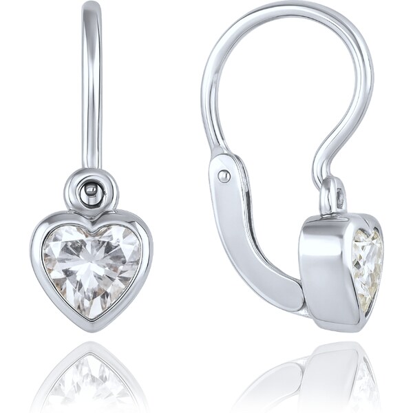 OLIVIE MINET Dětské náušnice s předním zapínáním srdíčka z bílého 65013887