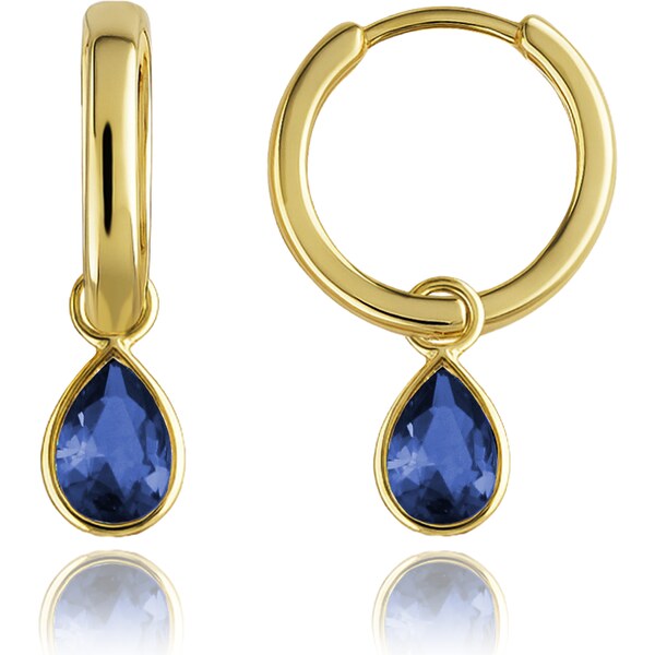 OLIVIE MINET Elegantní zlaté náušnice s tmavě modrými zirkony Au 585 64913635