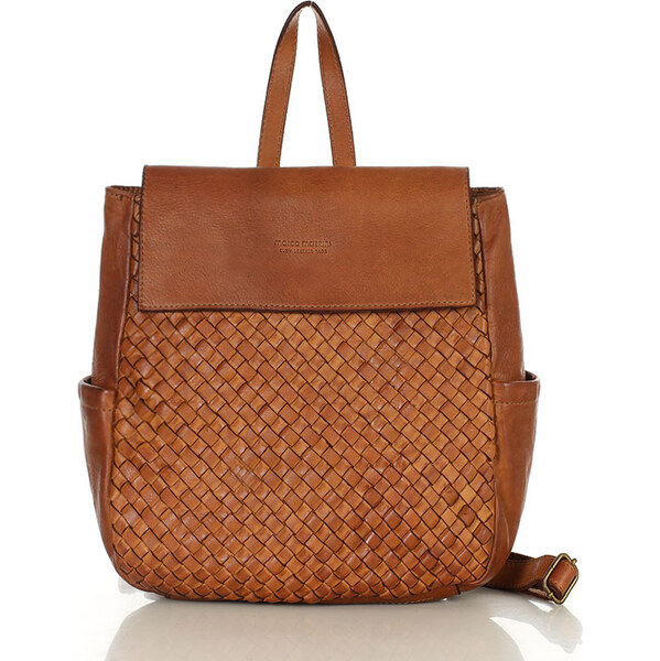 MARCO MAZZINI Camel dámsky kožený tkaný plecniak s vreckami (v256b) 65237014