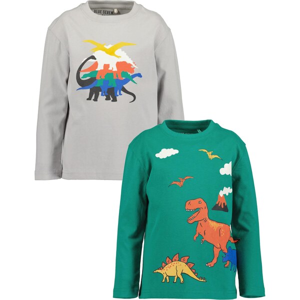 BLUE SEVEN Tričko svetlosivá / jedľová / tmavooranžová / biela 65905314