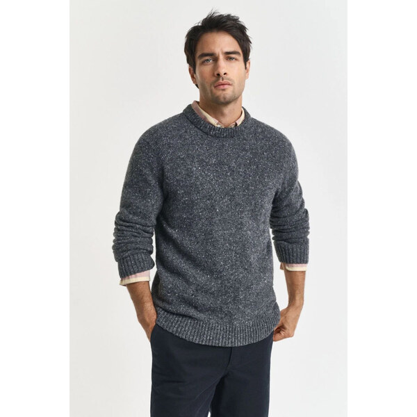 SVETER GANT WOOL BLEND NEPS C-NECK CHARCOAL MELANGE 65025009
