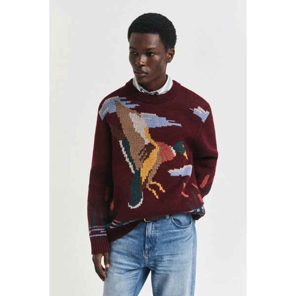 SVETER GANT BIRD GRAPHIC C-NECK PLUMPED RED 65051953