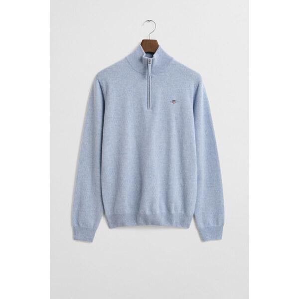 SVETER GANT SUPERFINE LAMBSWOOL HALF ZIP LT BLUE MELANGE 65237273