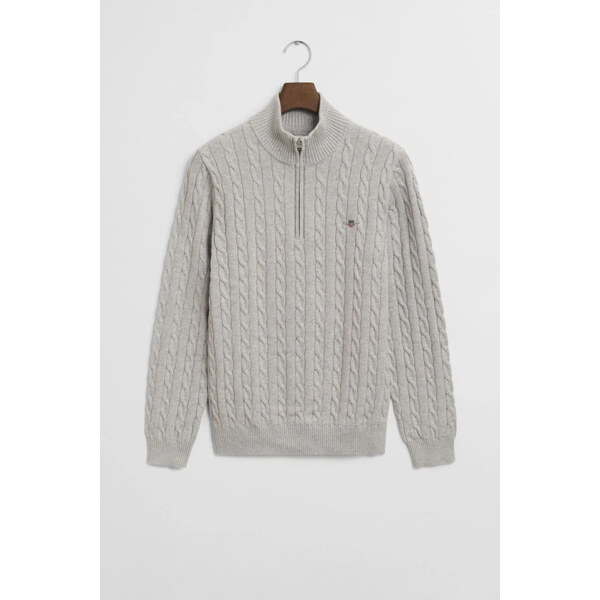 SVETER GANT COTTON CABLE HALF ZIP CLOUD GREY MELANGE 65237304