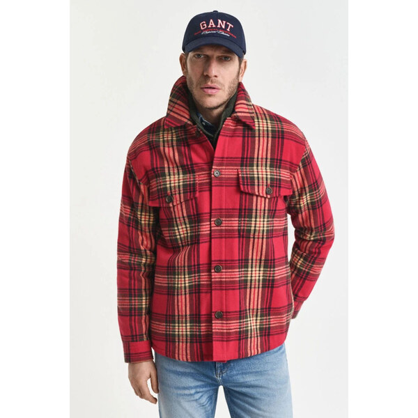 KOŠEĽA GANT REL PADDED CHECK OVERSHIRT CHERRY RED 64980712