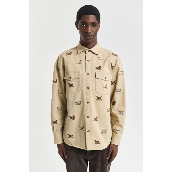 KOŠEĽA GANT REL EMBROIDERED TWILL SHIRT OAK BEIGE 65051936