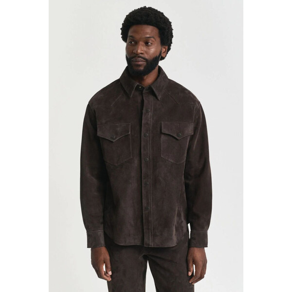 BUNDA GANT REL SUEDE RODEO SHIRT DEEP BROWN 65451015