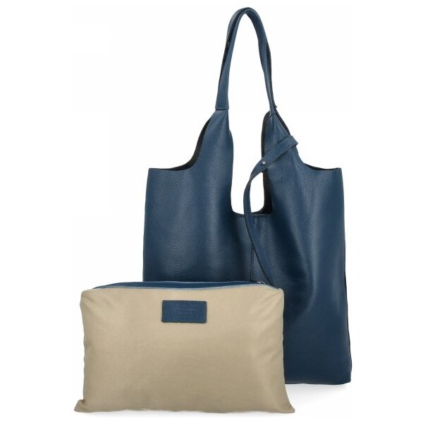 Kožené kabelka shopper bag Vittoria Gotti tmavo modrá 165 65238654