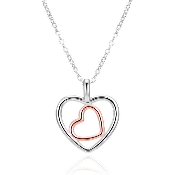 Agato Strieborný bicolor náhrdelník Dvojité srdce AGT-N045-2T 66594747