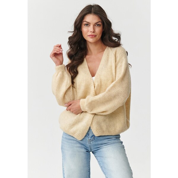 Makadamia Dámsky krátky sveter s buffovými rukávmi | béžová s170 65243902