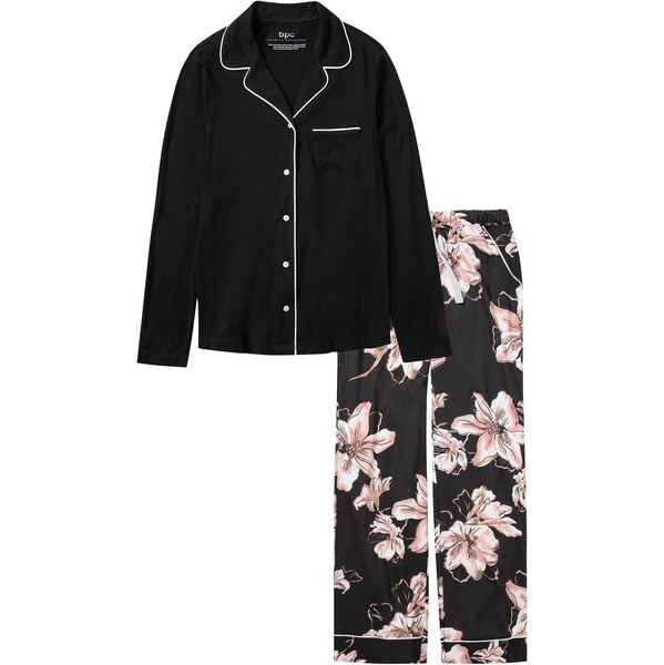 bonprix Pyžamo na gombičky, farba čierna 47656788