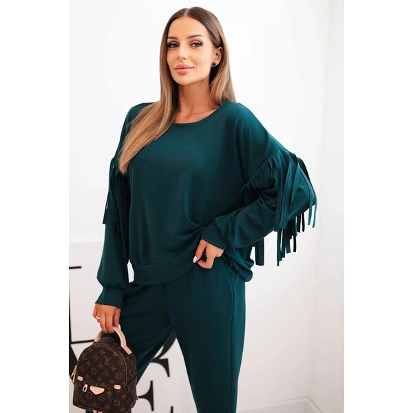 MladaModa Viskózová tepláková súprava so strapcami na rukávoch model 65258608