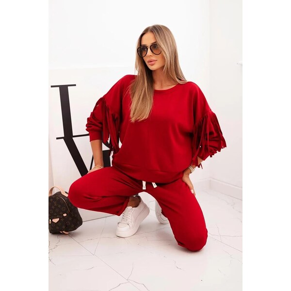 MladaModa Viskózová tepláková súprava so strapcami na rukávoch model 65258604