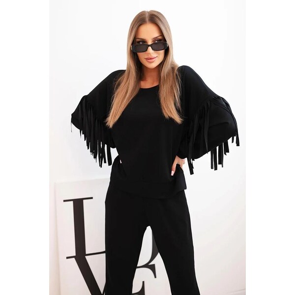 MladaModa Viskózová tepláková súprava so strapcami na rukávoch model 65258609