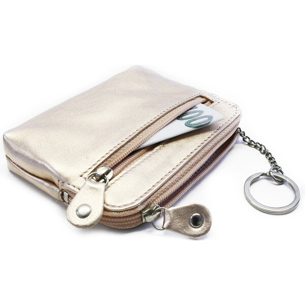 Arwel Väčšia zlatá kožená dvojzipsová kľúčenka 619-8104-01 65263545