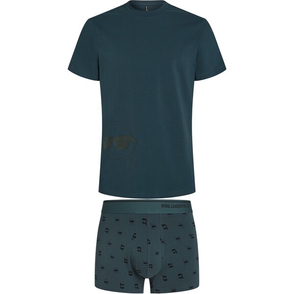 Karl Lagerfeld Krátke pyžamo Ikon modrozelená / čierna 65253510