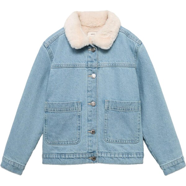 MANGO KIDS Prechodná bunda Lisa modrá denim / šedobiela 65373034