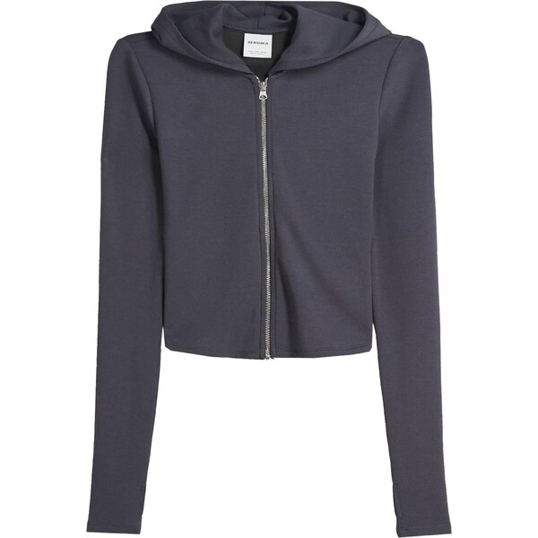 Bershka Tepláková bunda tmavosivá 65890951