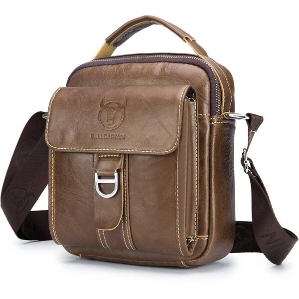 Bullcaptain pánska kožená taška messenger Perpet Hnedá 65226956