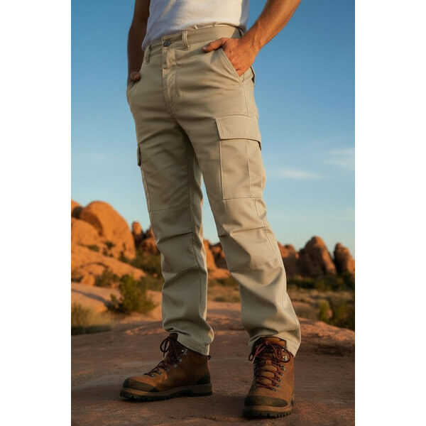 Glara Pánske jednofarebné cargo nohavice 48937040