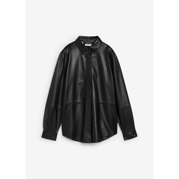 bonprix Kožená košeľa z jahňacej kože nappa, farba čierna 65262470