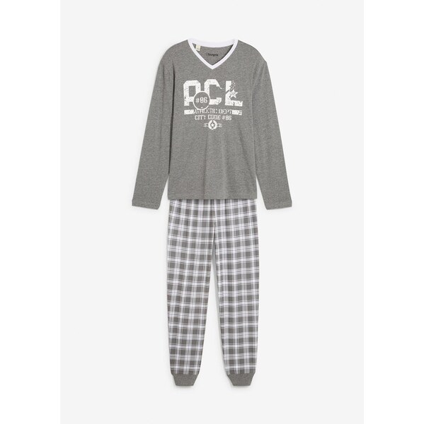 bonprix Pyžamo s bavlnou a dlhými rukávmi, farba šedá 65317941