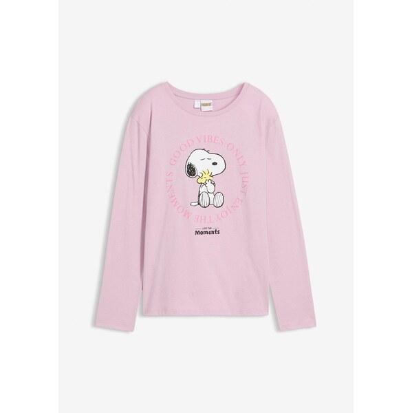 bonprix Tričko s dlhým rukávom Snoopy z čistej bavlny, farba fialová 65262950