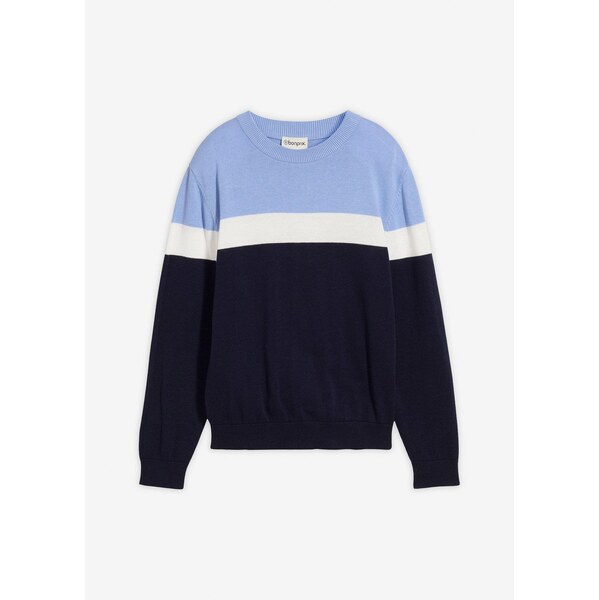 bonprix Jemne pletený pulóver z čistej bavlny, farba modrá 65263024