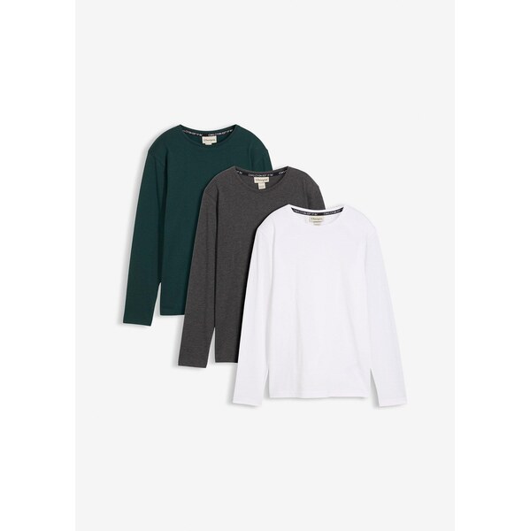 bonprix Tričko s dlhým rukávom (3 ks v balení) s bio bavlnou, farba 65263025